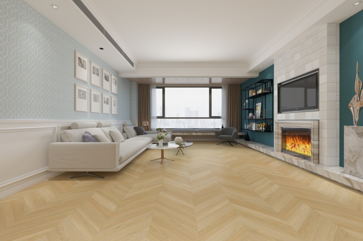 Кварцвиниловая плитка Damy Floor клеевая Chevron LVT Тюильри DF03-Ch-LVT французская елка 600×127×2,5 фото в интерьере