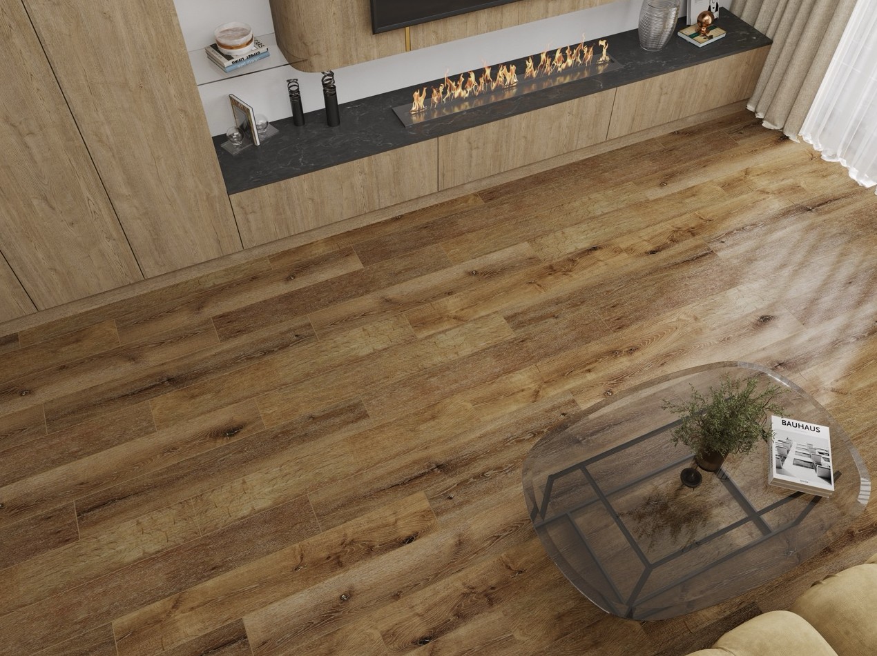 Кварцвиниловый SPC ламинат Cronafloor Radical Chic Леванта RC0010 1200×180×5 фото в интерьере