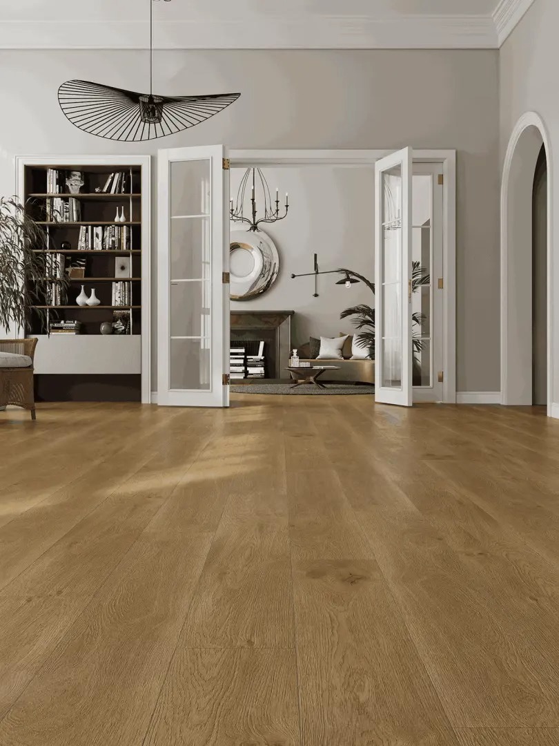 Кварцвиниловый SPC ламинат Alpine Floor Premium 12 Дуб Эталон ECO 24-3 1524×228×12 фото в интерьере