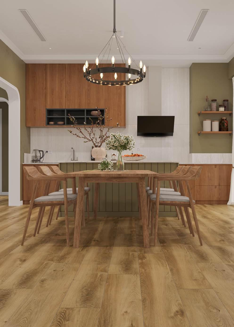 Кварцвиниловый SPC ламинат Alpine Floor Premium 12 Дуб Дюна ECO 24-6 1524×228×12 фото в интерьере
