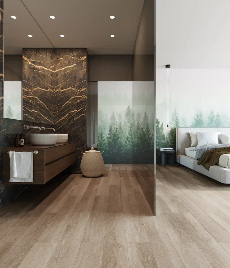 Кварцвиниловый SPC ламинат Invictus Maximus Plank French Oak Linen 1213×178×6 фото в интерьере