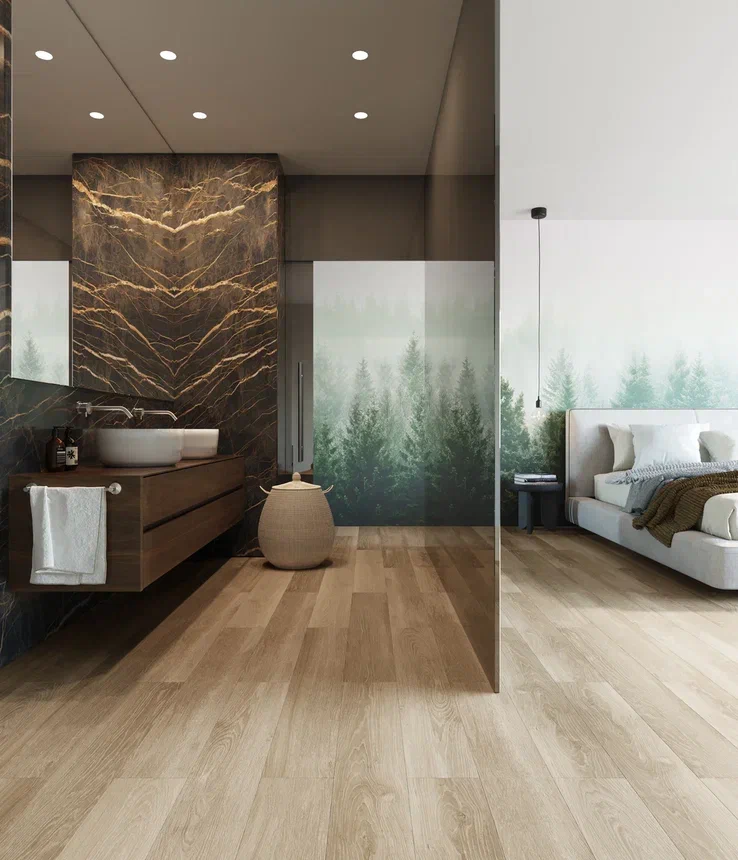 Кварцвиниловый SPC ламинат Invictus Maximus Plank French Oak Desert 1213×178×6 фото в интерьере