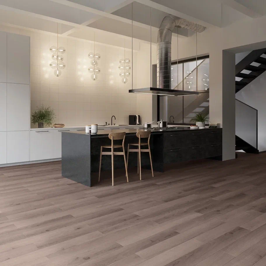 Кварцвиниловый SPC ламинат Invictus Maximus Plank Highland Oak Ebony 1213×178×6 фото в интерьере