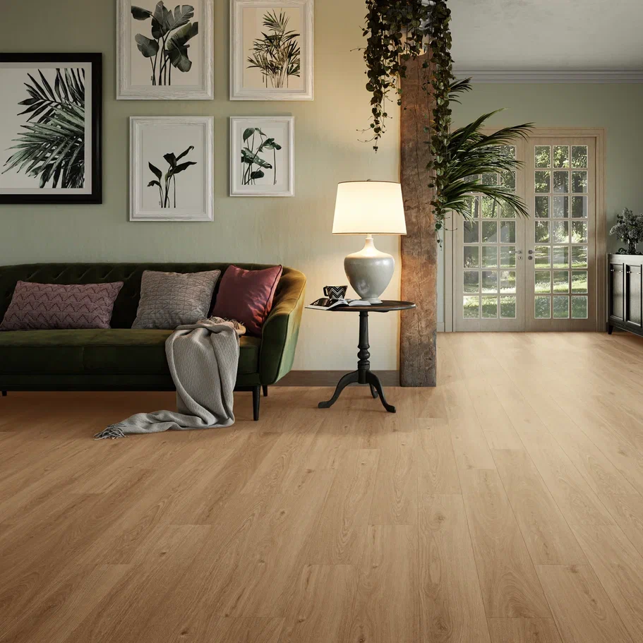 Кварцвиниловая плитка Invictus клеевая Primus Plank Sherwood Oak Natural 1219×178×2 фото в интерьере