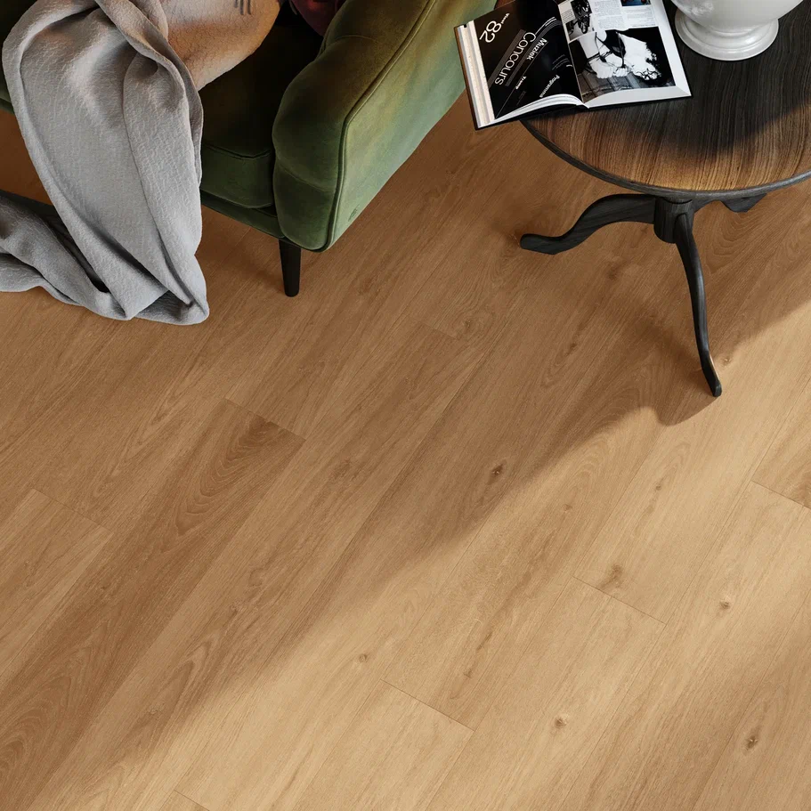 Кварцвиниловый SPC ламинат Invictus Primus Plank Sherwood Oak Natural 1210×177×5 фото в интерьере