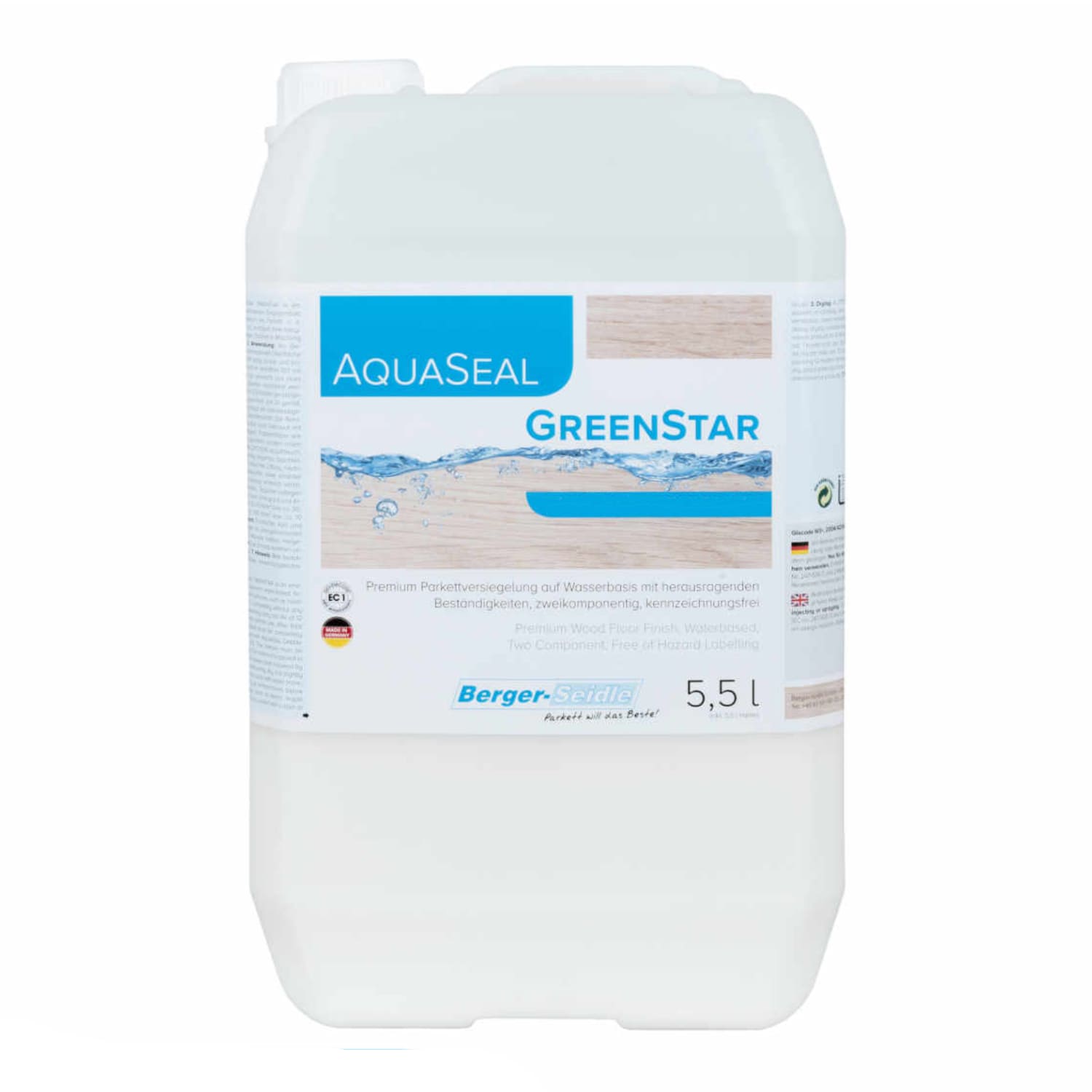 Лак для паркета Berger-Seidle AquaSeal GreenStar 2K матовый 5,5 л