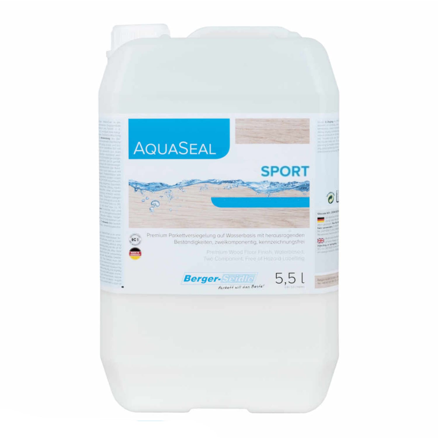 Лак для паркета Berger-Seidle AquaSeal Sport 2K полуматовый 5,5 л Лак для паркета Berger-Seidle AquaSeal Sport 2K полуматовый 5,5 л