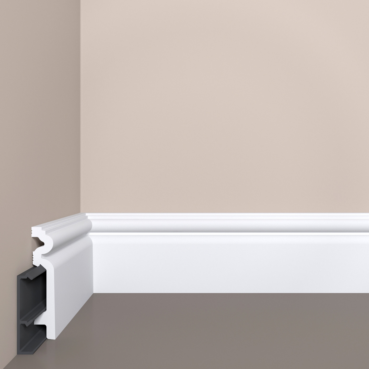 Плинтус под покраску с монтажной планкой Bello Deco П14 2000×90×19 Плинтус под покраску с монтажной планкой Bello Deco П14 2000×90×19