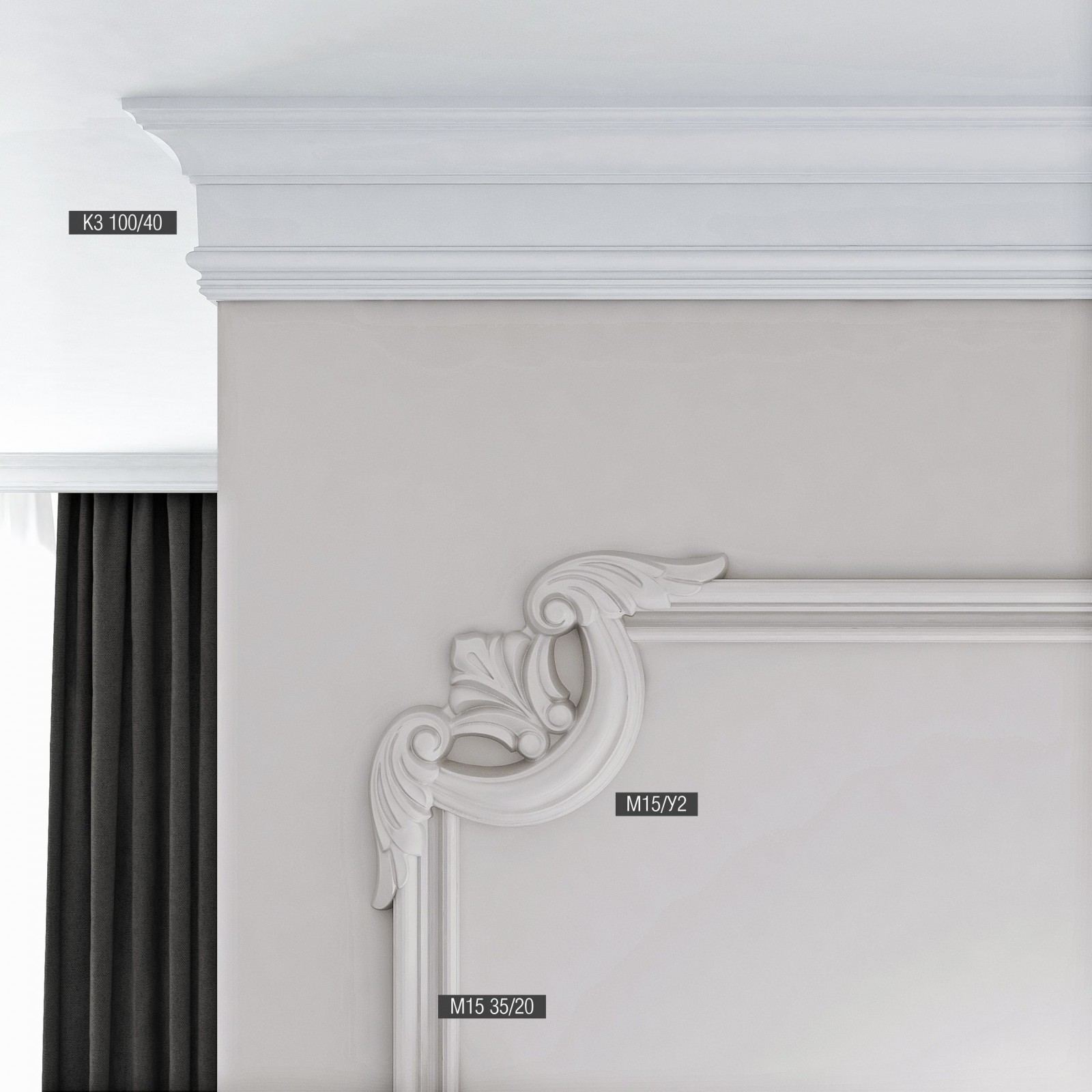 Потолочный плинтус под покраску Bello Deco К3 2000×40×100 фото в интерьере