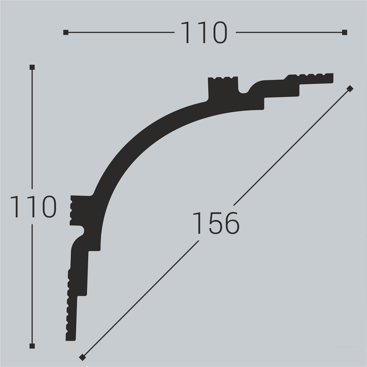 Потолочный плинтус под покраску Bello Deco К14 2000×110×110