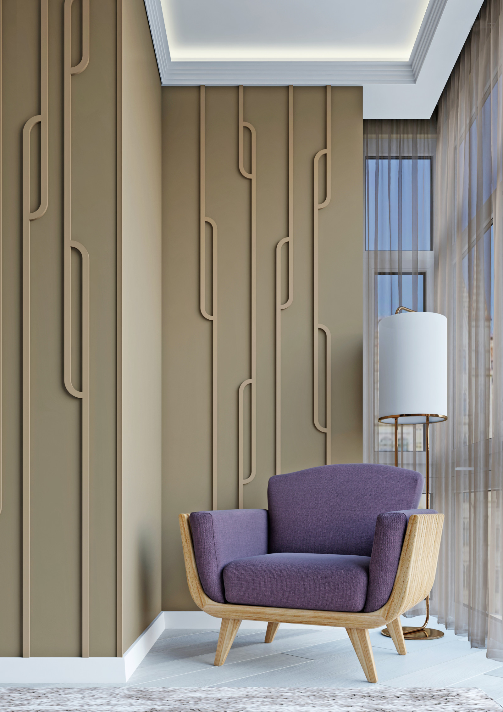 Декор к молдингу под покраску Bello Deco М19У1 60×60×10 фото в интерьере