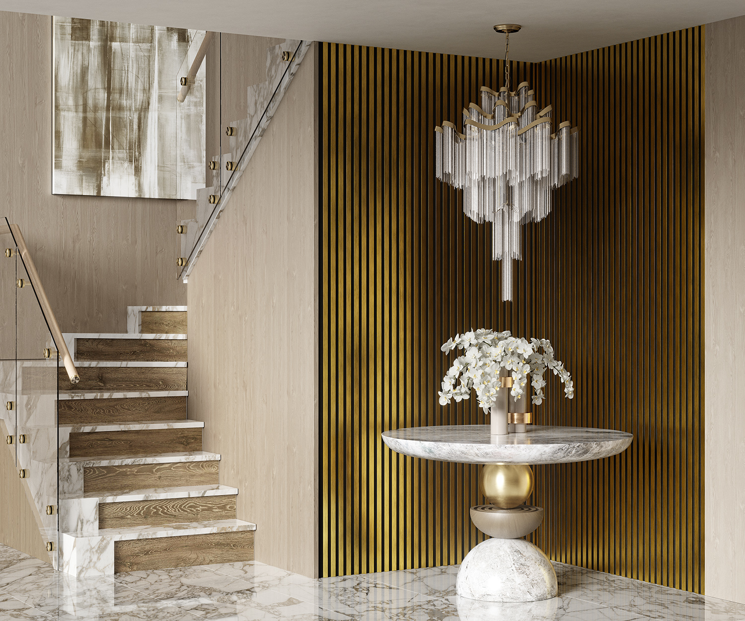 Рейка декоративная Cosca Decor Золото матовое RX010-053 2000×30×10 фото в интерьере Рейка декоративная Cosca Decor Золото матовое RX010-053 2000×30×10 фото в интерьере