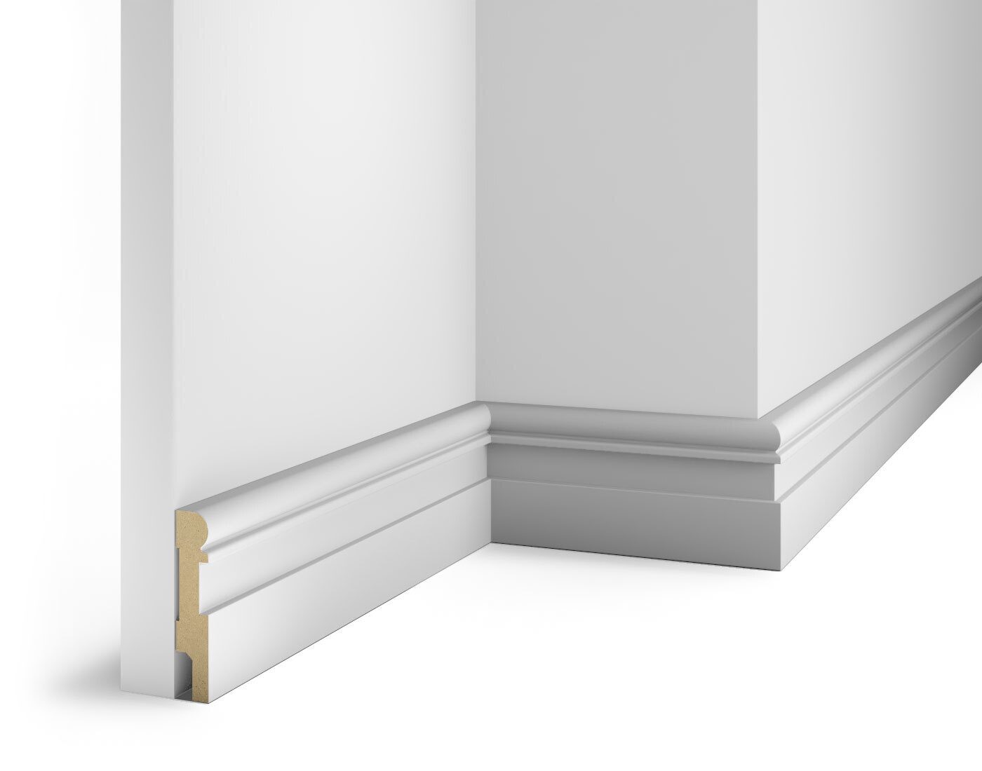 Плинтус МДФ с пазом для молдинга под покраску Cosca Decor AP28 2400×80×16 Плинтус МДФ с пазом для молдинга под покраску Cosca Decor AP28 2400×80×16