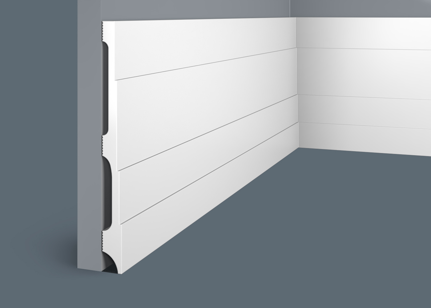 Плинтус под покраску Cosca Decor Экополимер PX044 2000×185×16
