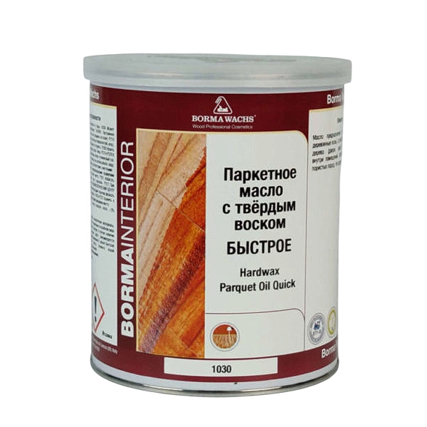 Масло с твердым воском для пола Borma Hardwax Parquet Oil Quick 1030 Бесцветное 4952-HW матовое 5 л