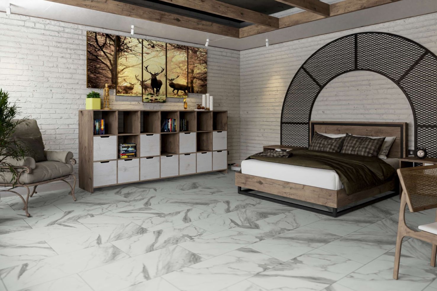 Кварцвиниловая плитка Damy Floor клеевая Ascent LVT Эверест 124-1-LVT 912,4×455,2×2,5 фото в интерьере
