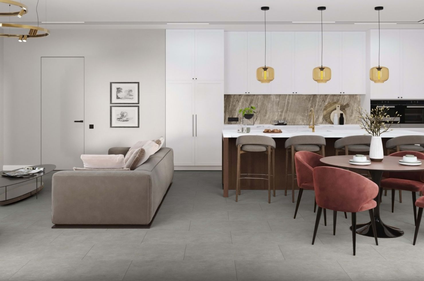 Кварцвиниловая плитка Damy Floor клеевая Ascent LVT Броуд-Пик 125-2-LVT 912,4×455,2×2,5 фото в интерьере