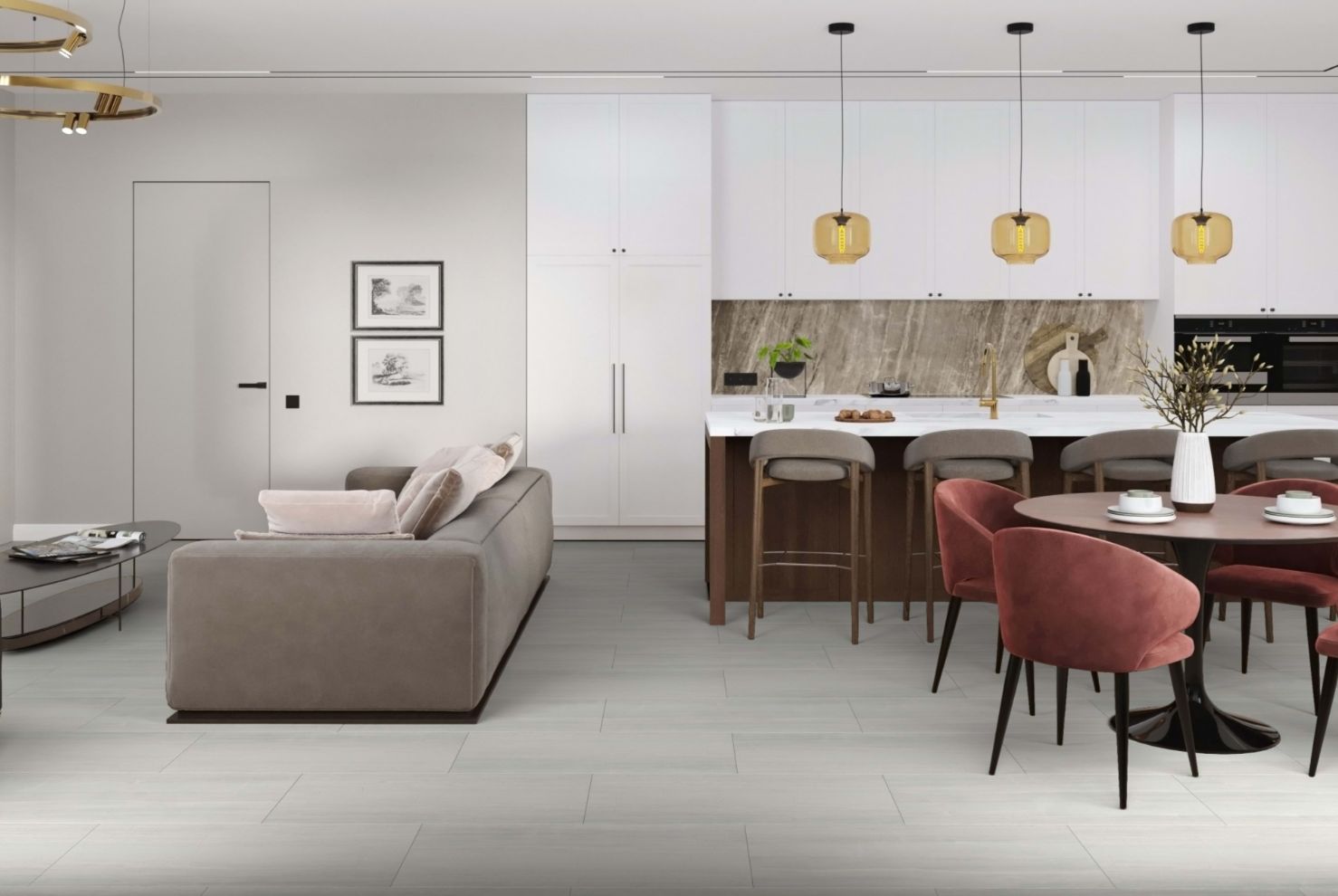 Кварцвиниловая плитка Damy Floor клеевая Ascent LVT Кайлас CDM271-03-LVT 912,4×455,2×2,5 фото в интерьере