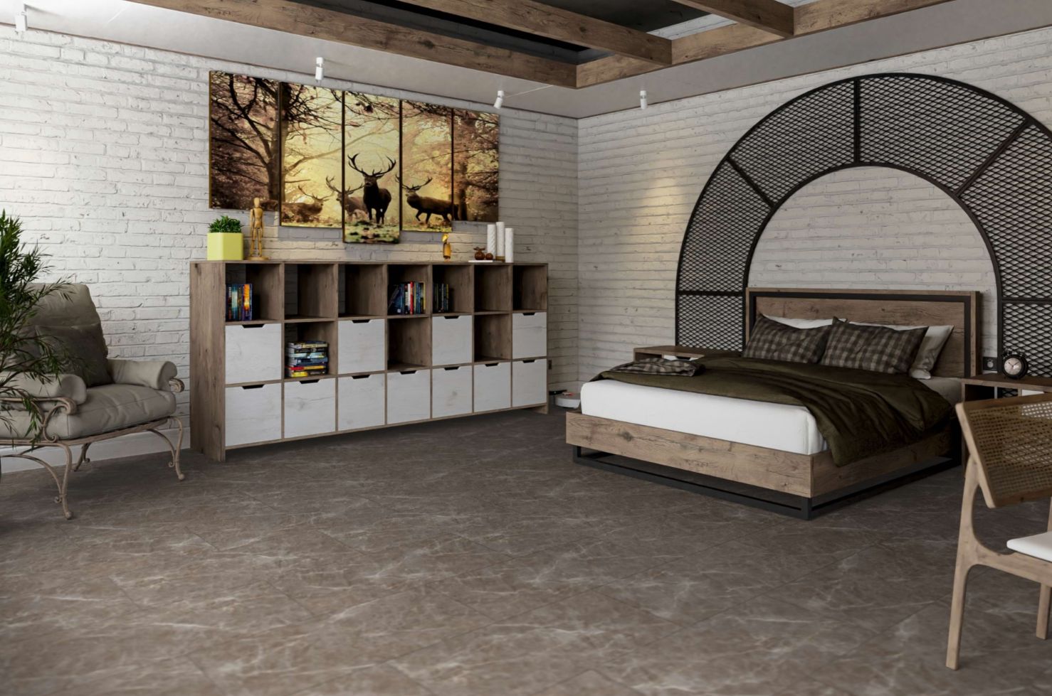 Кварцвиниловая плитка Damy Floor клеевая Ascent LVT Макалу LQ8132-2-LVT 912,4×455,2×2,5 фото в интерьере