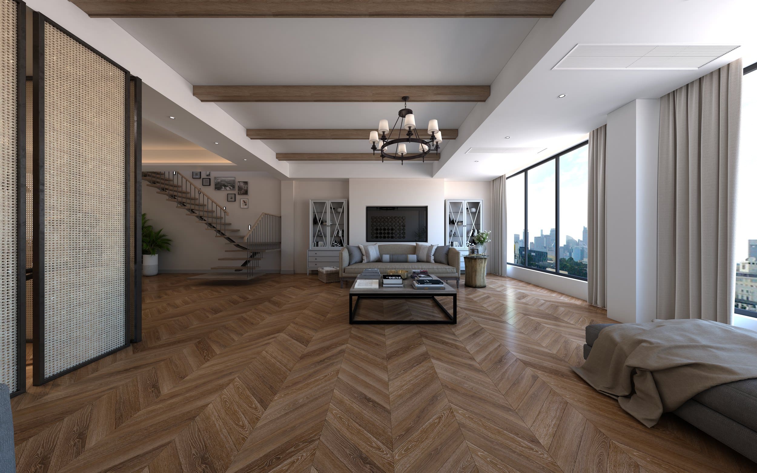 Кварцвиниловая плитка Damy Floor клеевая Chevron LVT Шайо DF07-Ch-LVT французская елка 600×127×2,5 фото в интерьере