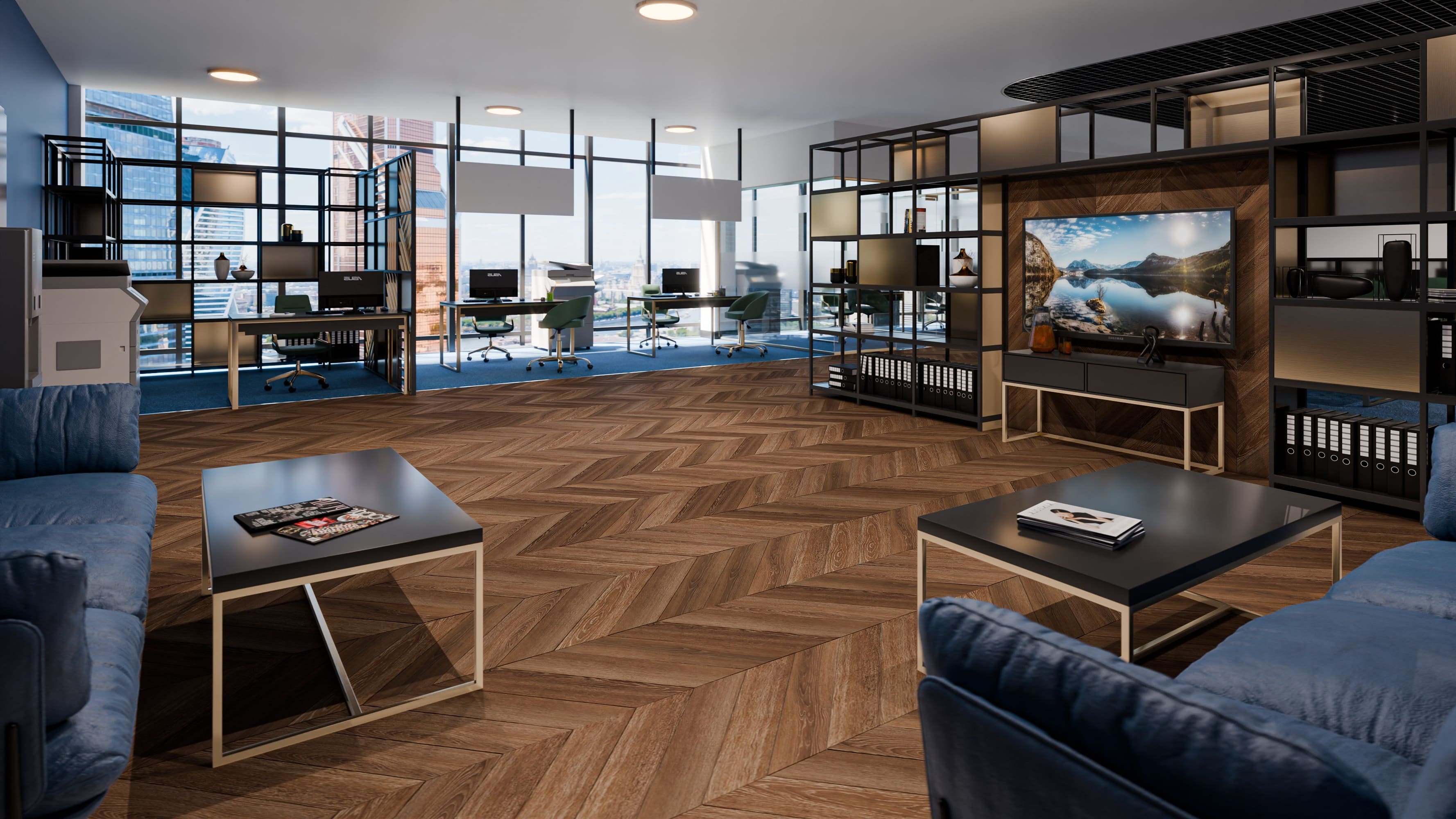 Кварцвиниловая плитка Damy Floor клеевая Chevron LVT Шайо DF07-Ch-LVT французская елка 600×127×2,5 фото в интерьере