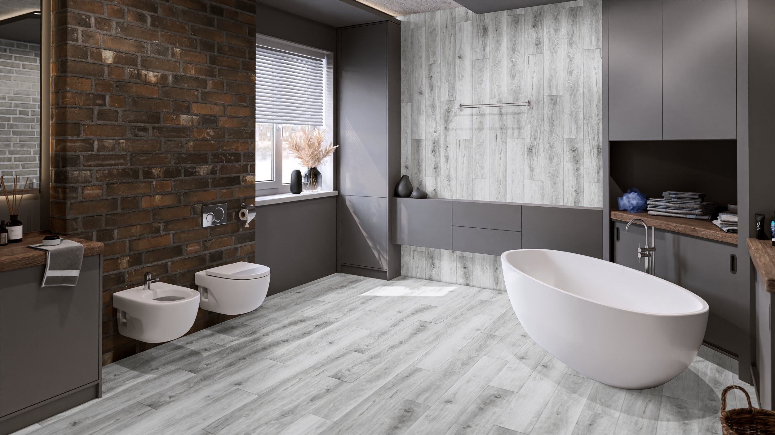 Кварцвиниловая плитка Damy Floor клеевая Family LVT Дуб Альпийский 1536-2-LVT 1227×187×2,5 фото в интерьере