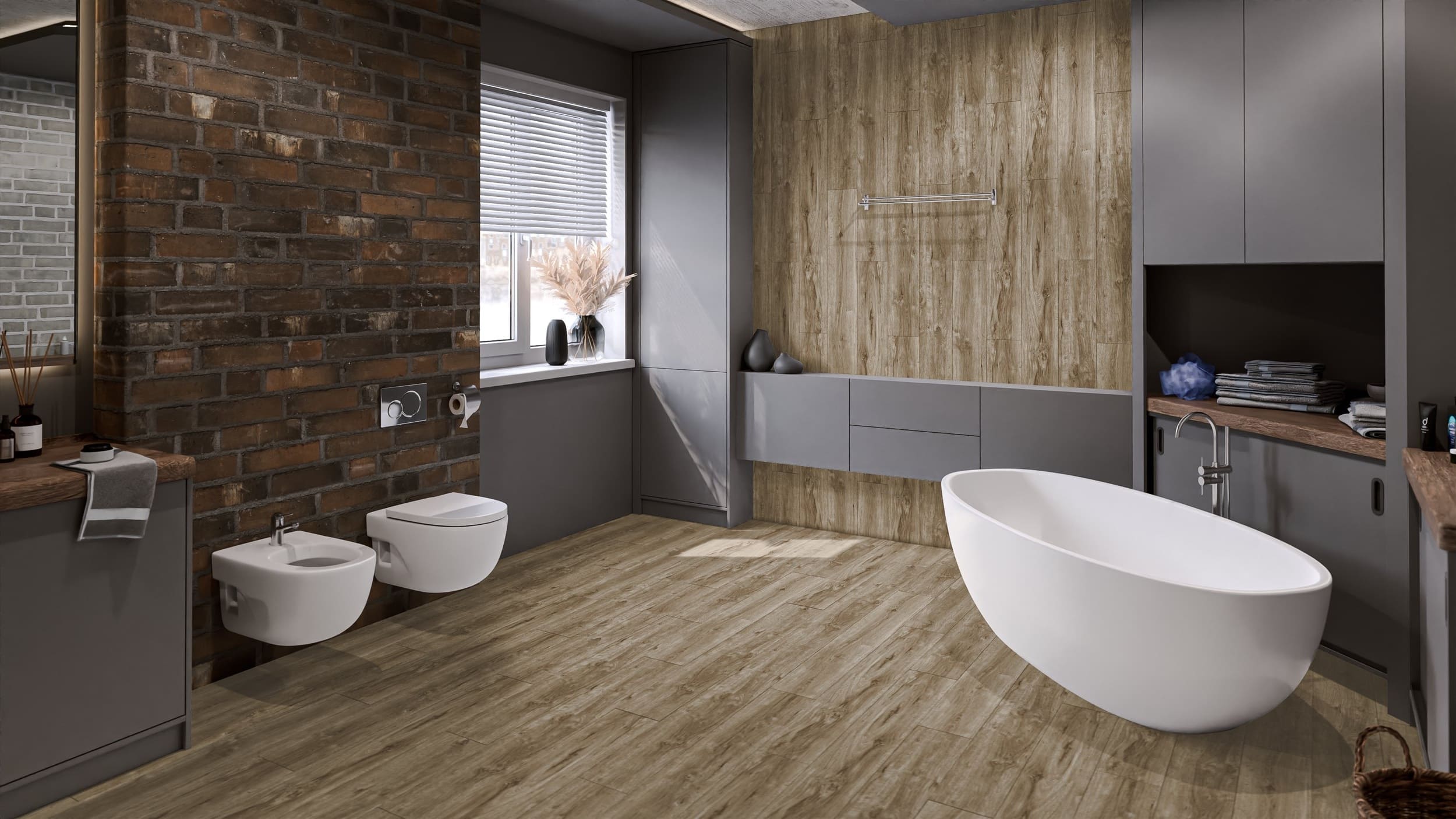 Кварцвиниловая плитка Damy Floor клеевая Family LVT Дуб Имбирный 248-8-LVT 1227×187×2,5 фото в интерьере
