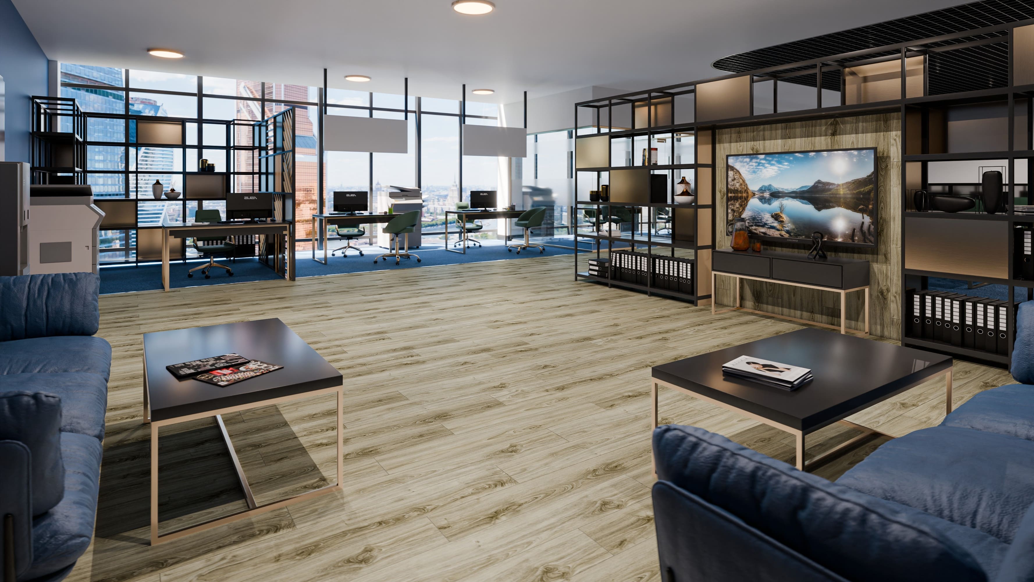 Кварцвиниловая плитка Damy Floor клеевая Family LVT Дуб Белый SL3739-3-LVT 1227×187×2,5 фото в интерьере