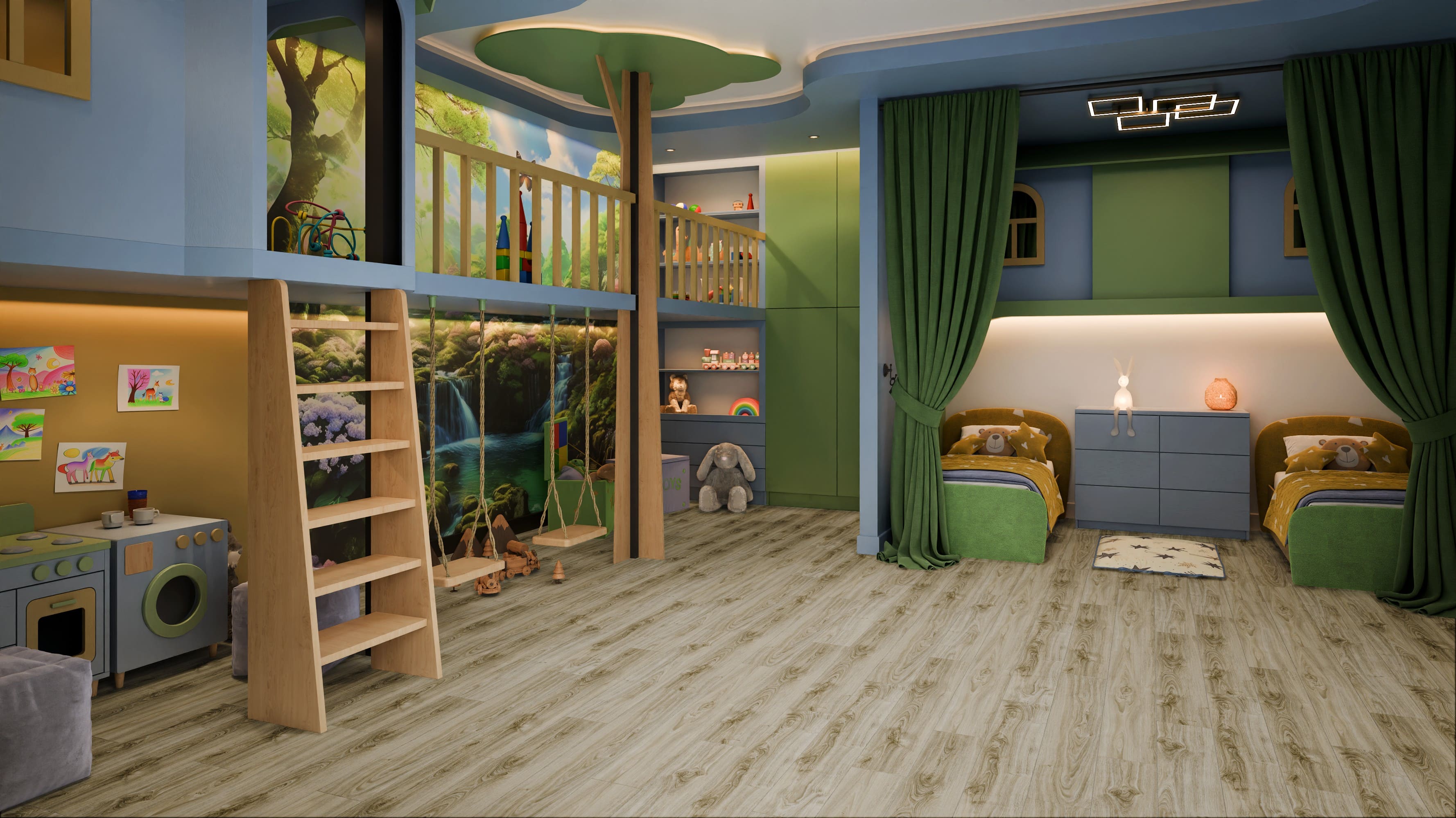 Кварцвиниловая плитка Damy Floor клеевая Family LVT Дуб Белый SL3739-3-LVT 1227×187×2,5 фото в интерьере