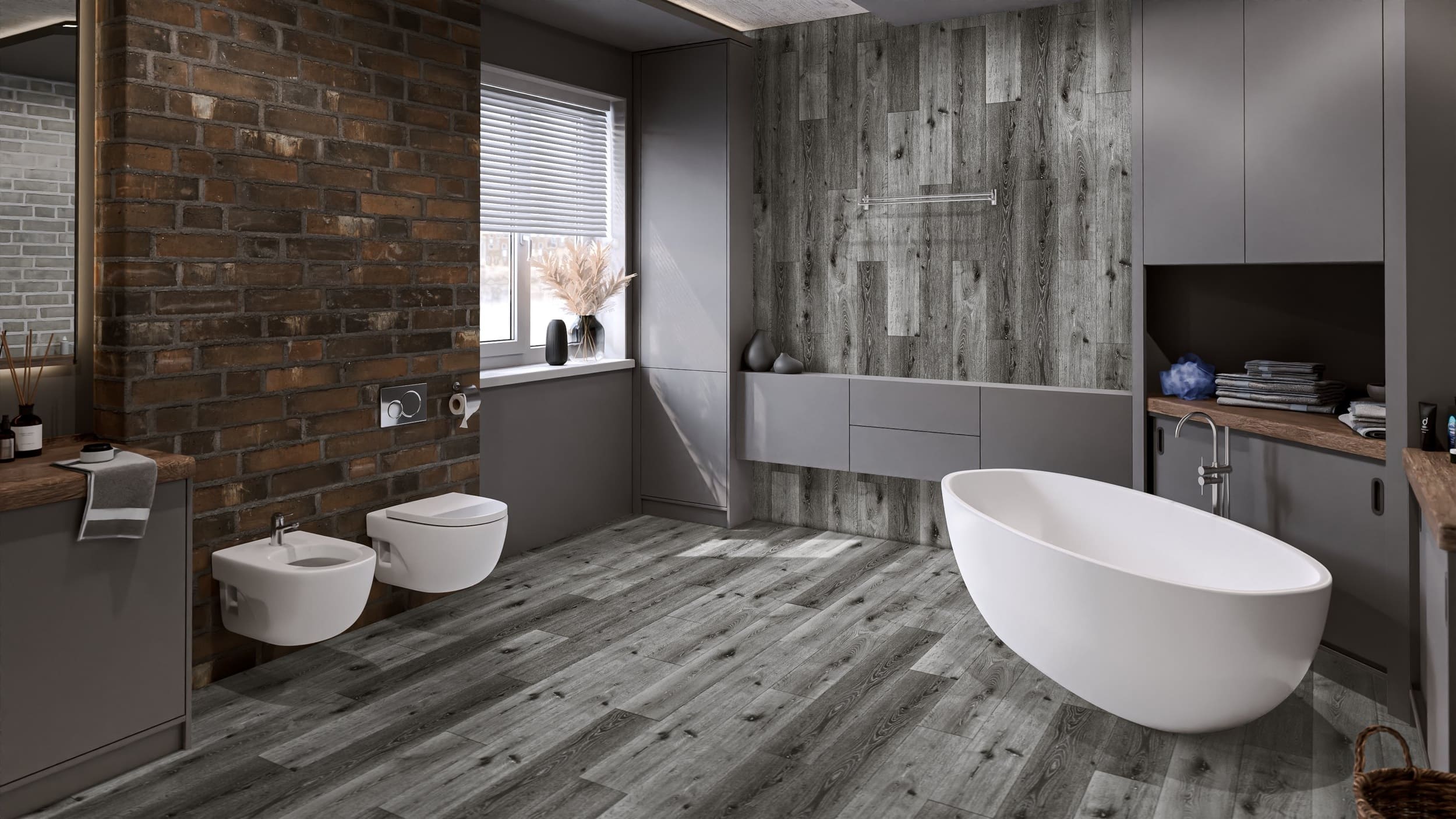 Кварцвиниловая плитка Damy Floor клеевая Family LVT Дуб Сильвер T7020-23-LVT 1227×187×2,5 фото в интерьере