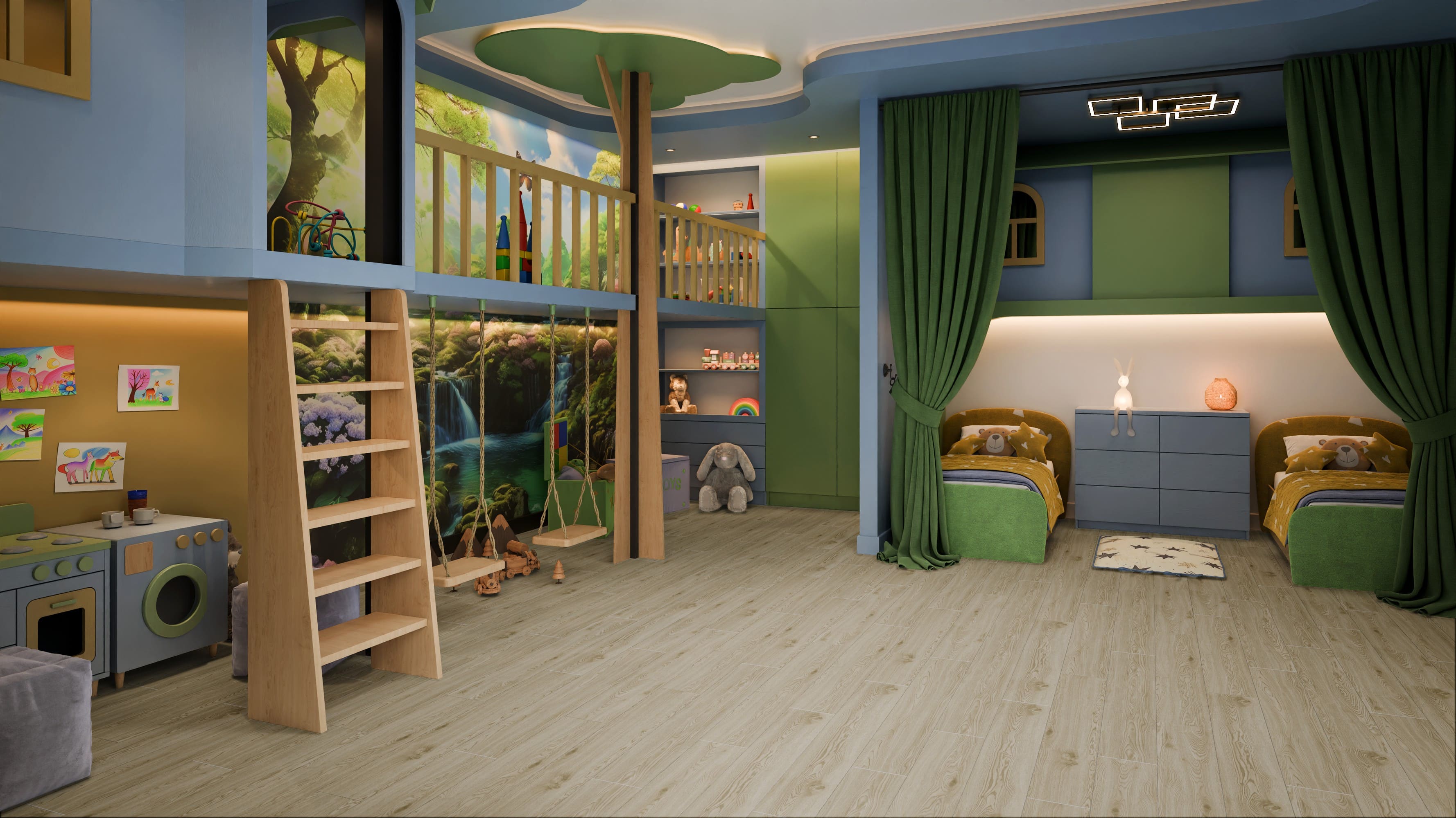 Кварцвиниловая плитка Damy Floor клеевая Family LVT Дуб Светлый TCM285-15-LVT 1227×187×2,5 фото в интерьере