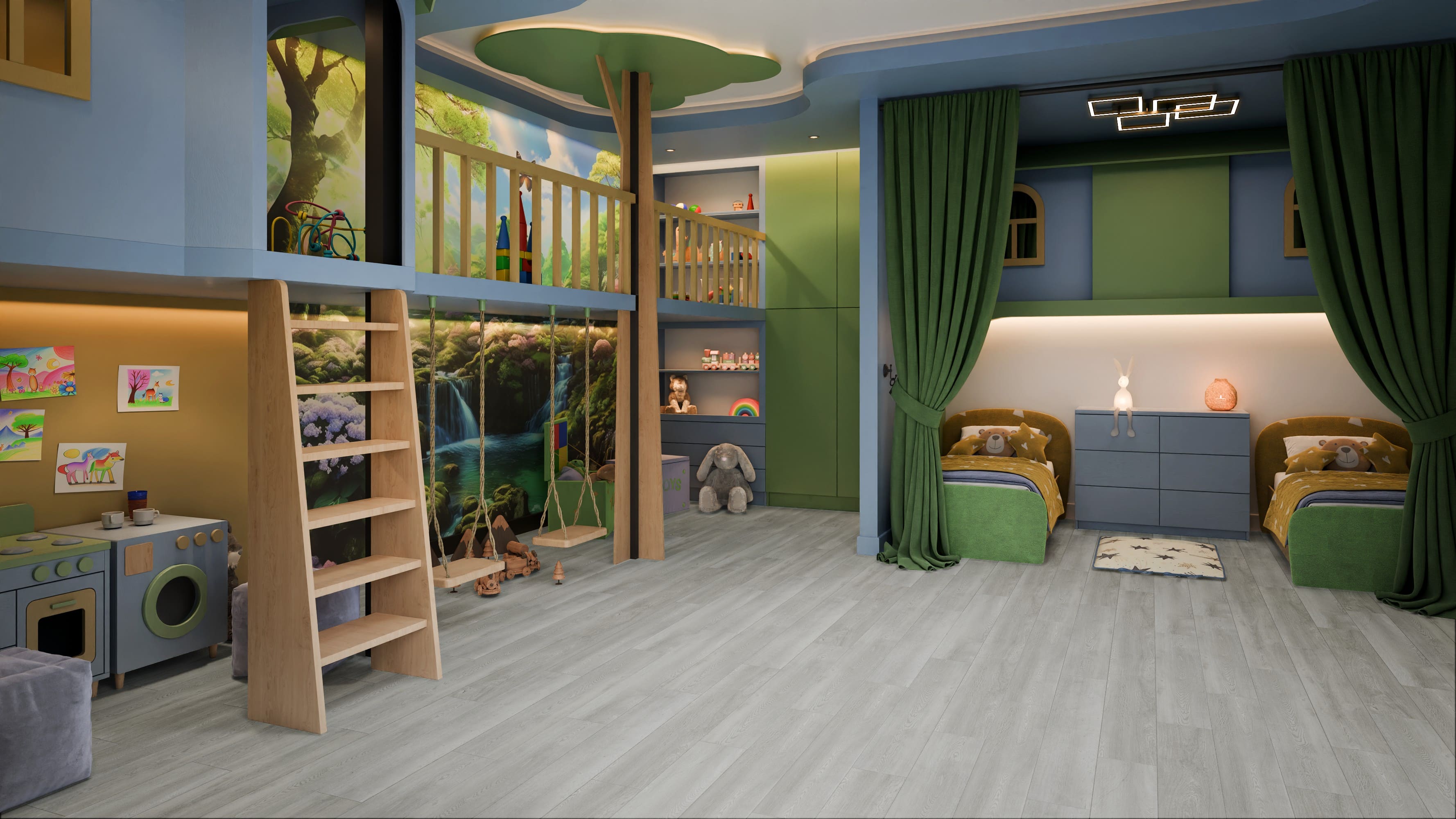 Кварцвиниловая плитка Damy Floor клеевая Family LVT Дуб Зимний TCM304-3-LVT 1227×187×2,5 фото в интерьере