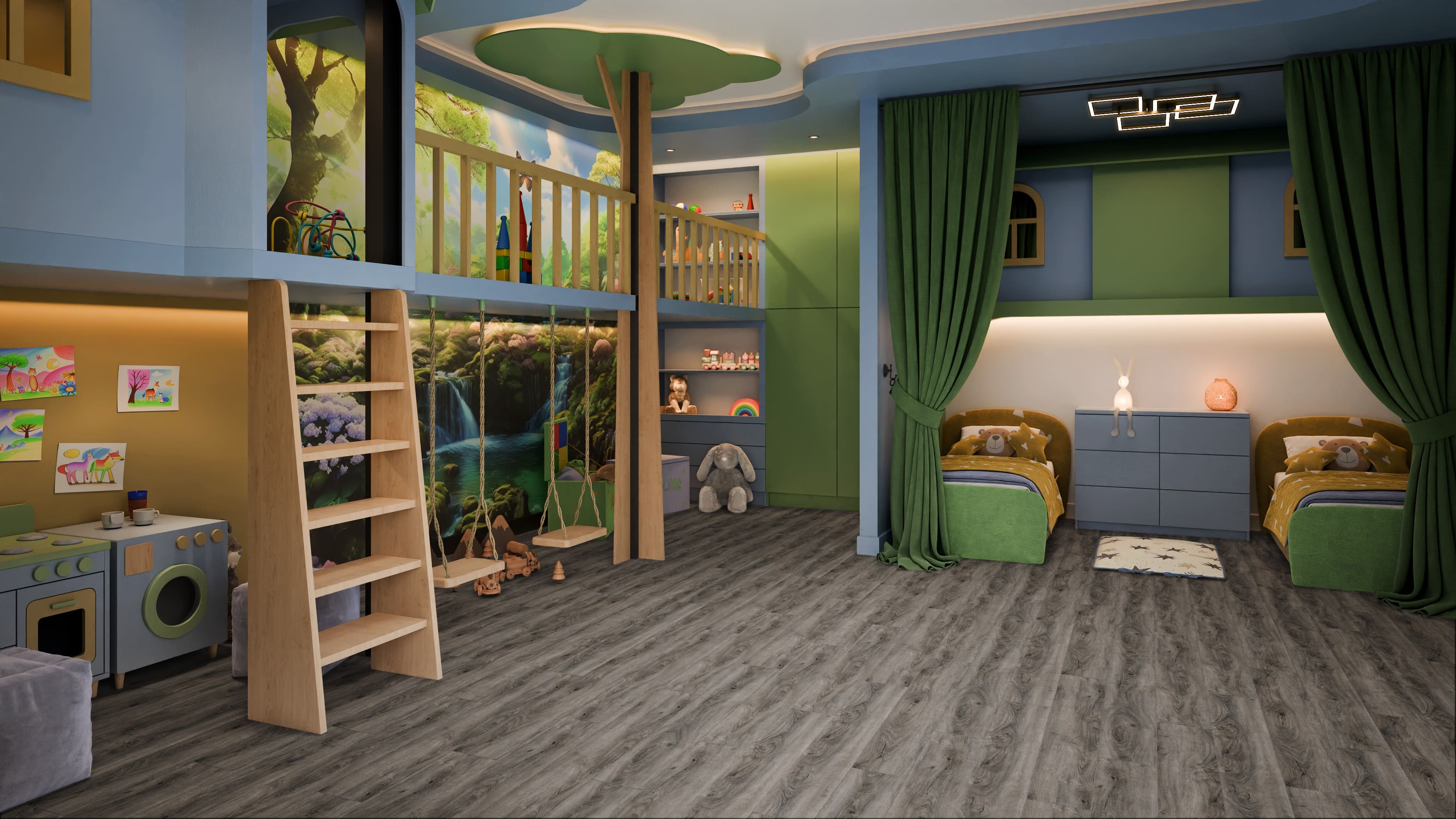 Кварцвиниловая плитка Damy Floor клеевая Family LVT Дуб Кантри TCM359-25-LVT 1227×187×2,5 фото в интерьере