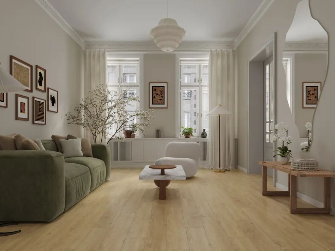 Кварцвиниловый SPC ламинат Alpine Floor Grand Sequoia Миндаль ECO 11-608 MC 1220×183×5 фото в интерьере