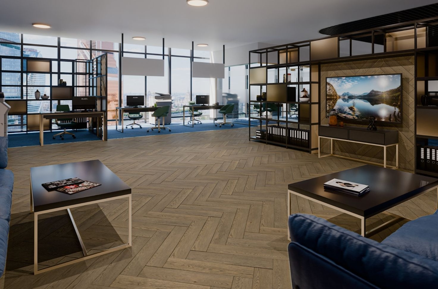 Кварцвиниловый SPC ламинат Damy Floor London Ноттингем 0030-6L венгерская елка 615×123×4,2 фото в интерьере