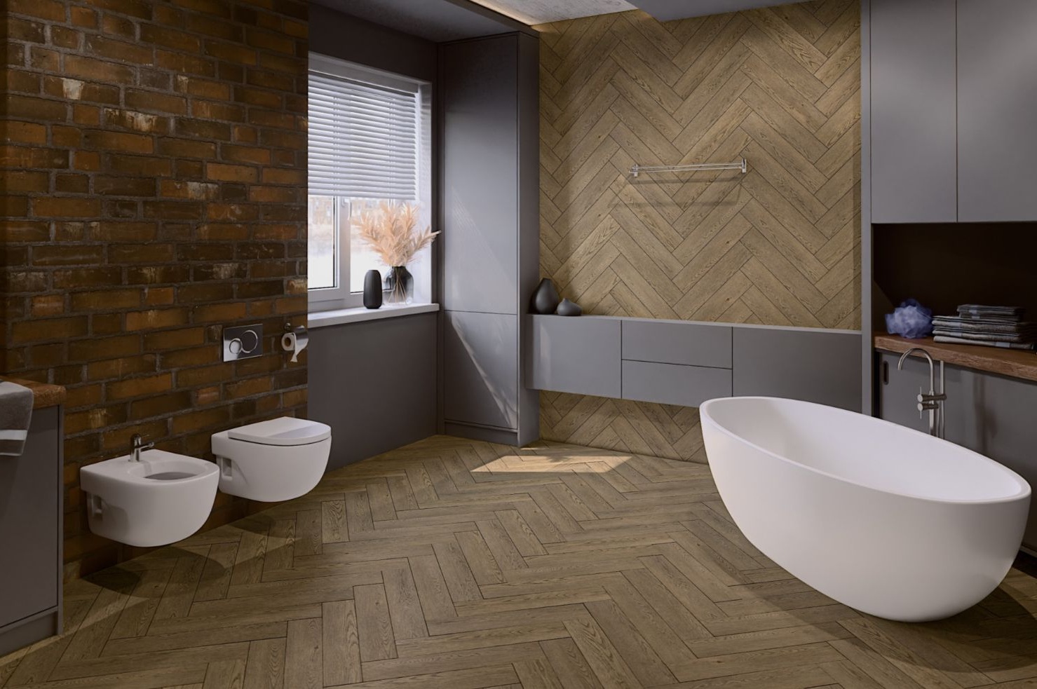 Кварцвиниловый SPC ламинат Damy Floor London Ноттингем 0030-6L венгерская елка 615×123×4,2 фото в интерьере