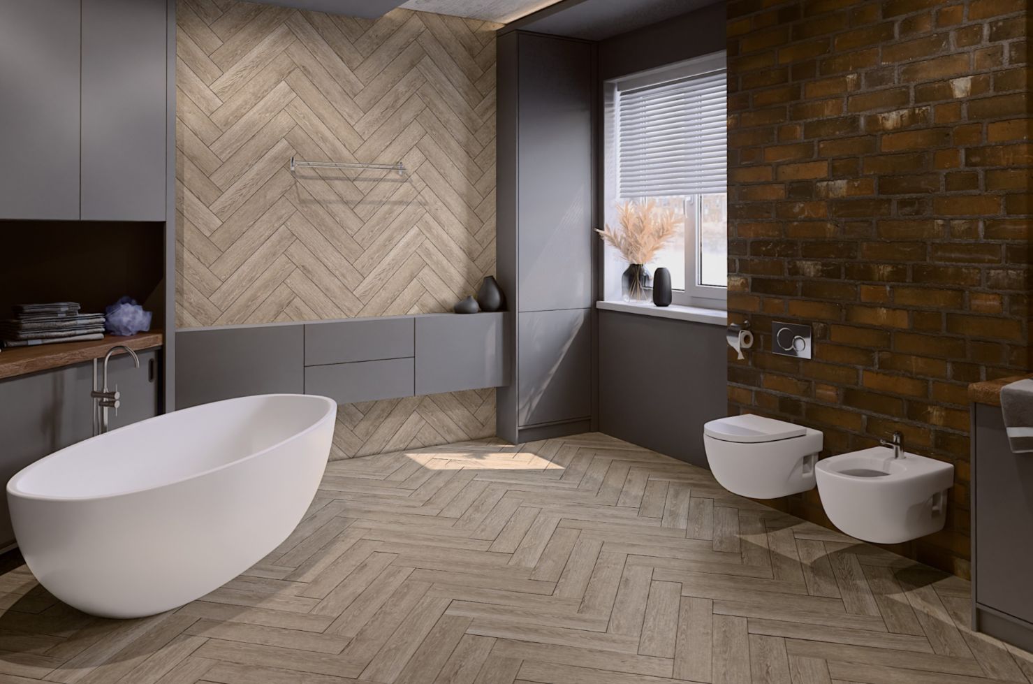 Кварцвиниловый SPC ламинат Damy Floor London Ливерпуль 0137 венгерская елка 615×123×4,2 фото в интерьере