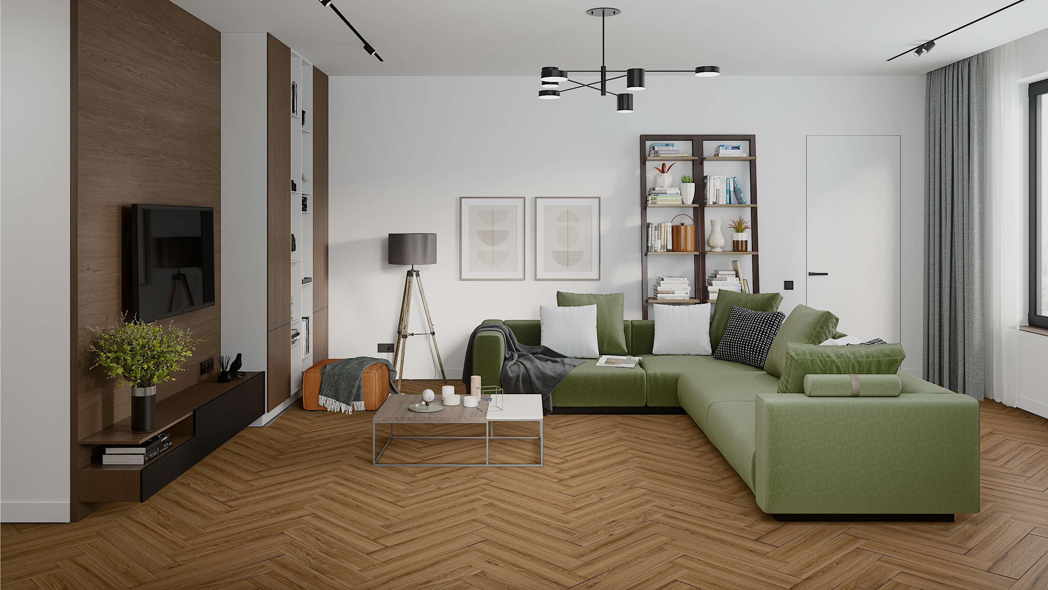 Кварцвиниловая плитка Damy Floor клеевая London LVT Лидс 5246-10-LVT венгерская елка 590×118×2,5 фото в интерьере