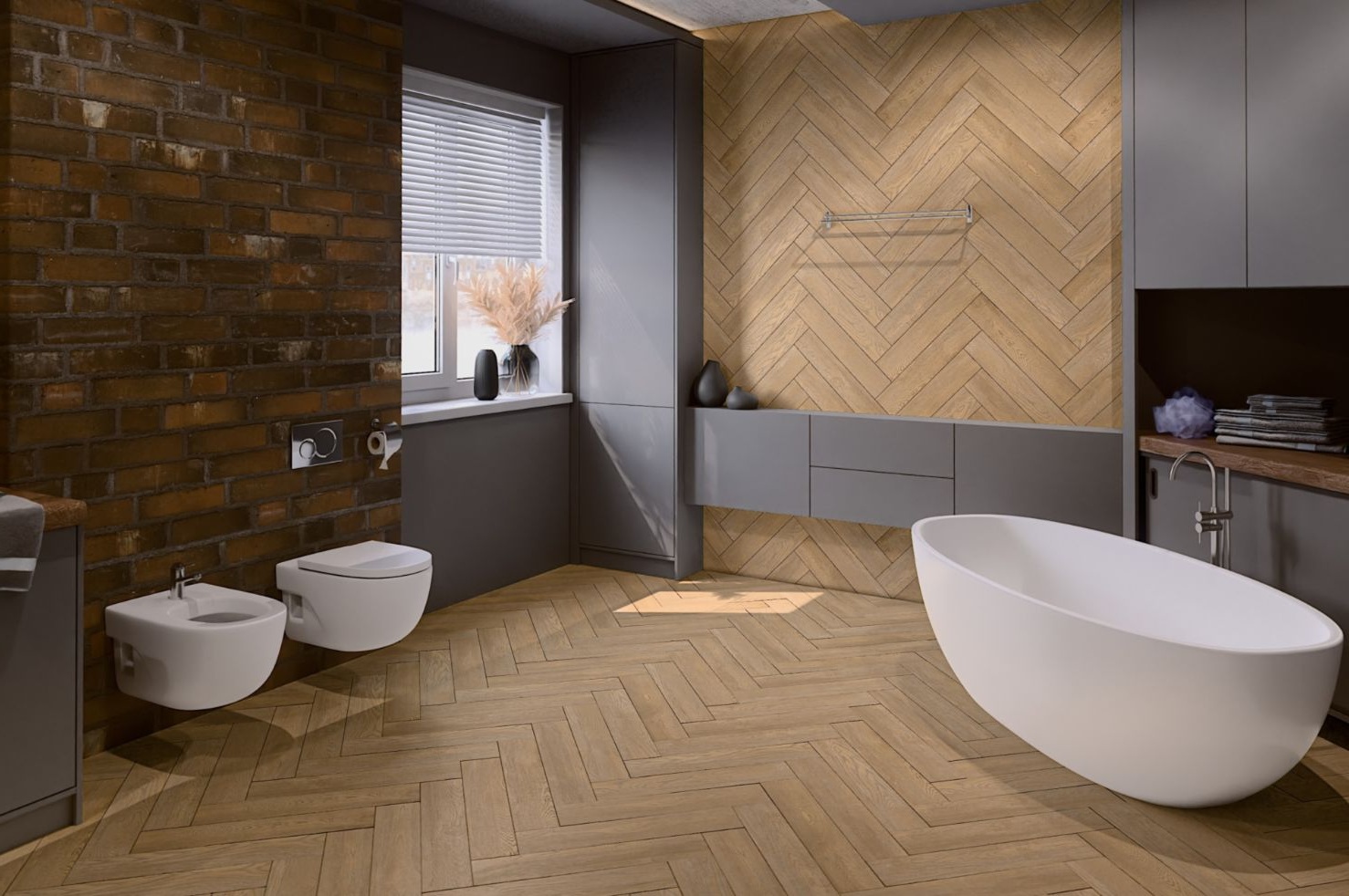 Кварцвиниловый SPC ламинат Damy Floor London Брайтон 5248-8 венгерская елка 615×123×4,2 фото в интерьере