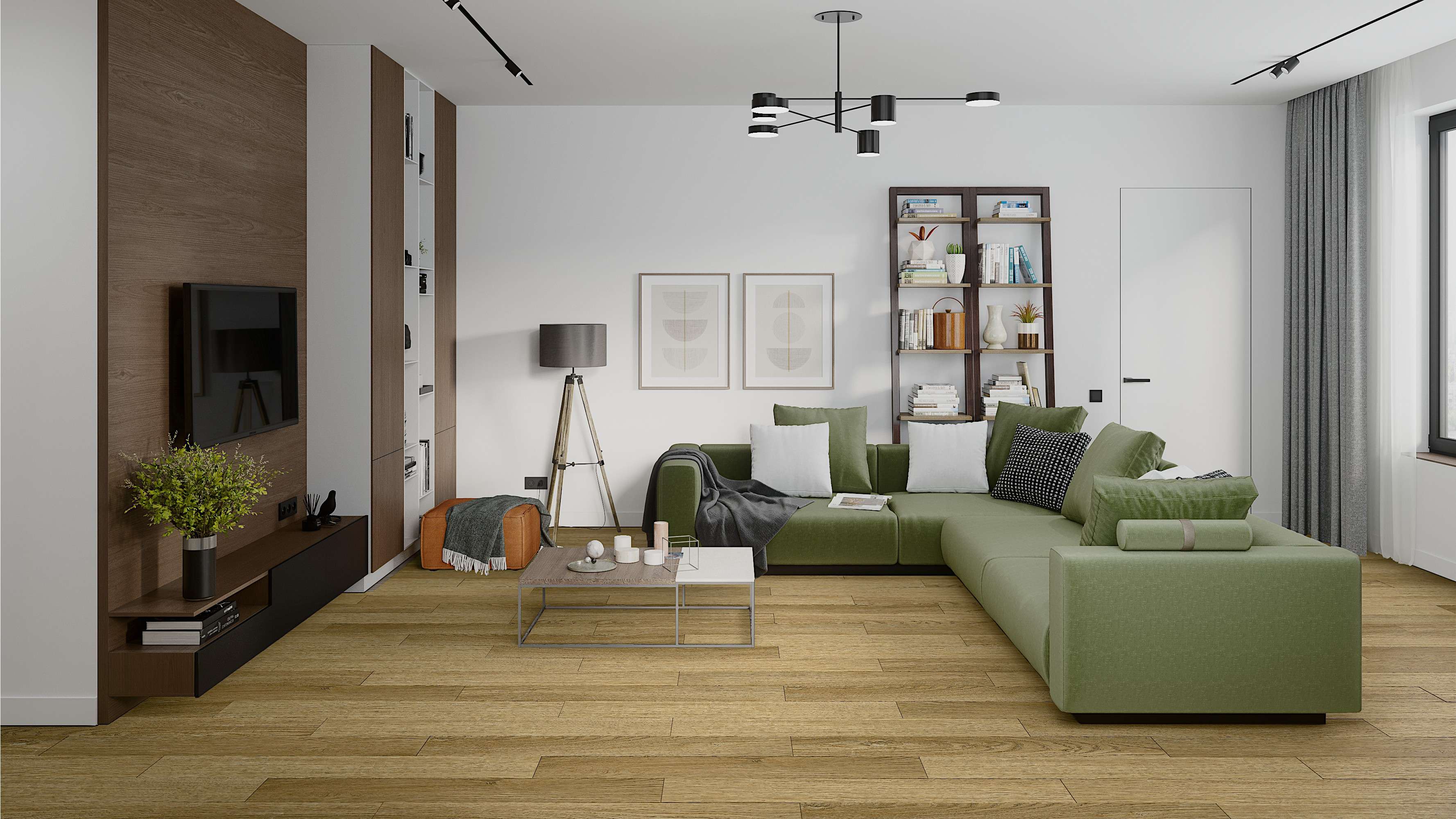 Кварцвиниловый SPC ламинат Damy Floor Family Дуб Золотой 190902EL-07F 1220×180×4 фото в интерьере