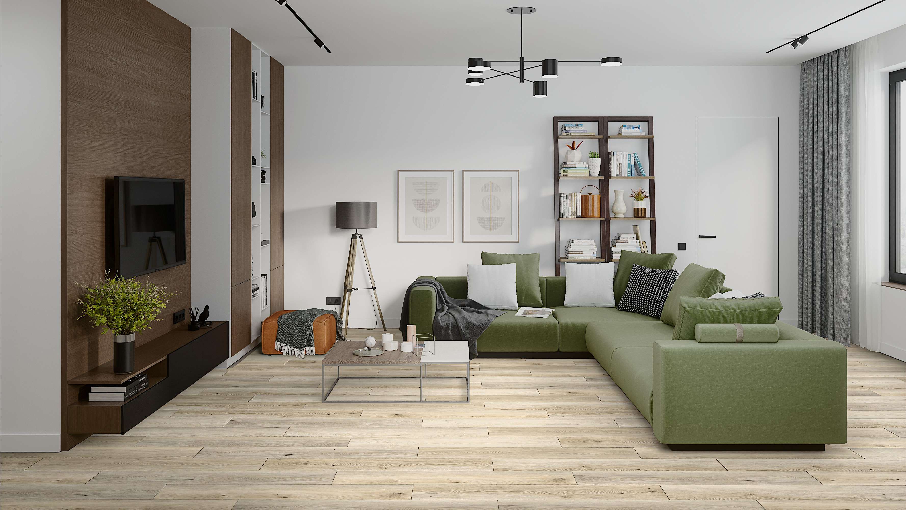 Кварцвиниловый SPC ламинат Damy Floor Family Дуб Кавказский 9531-2A 1220×180×4,2 фото в интерьере