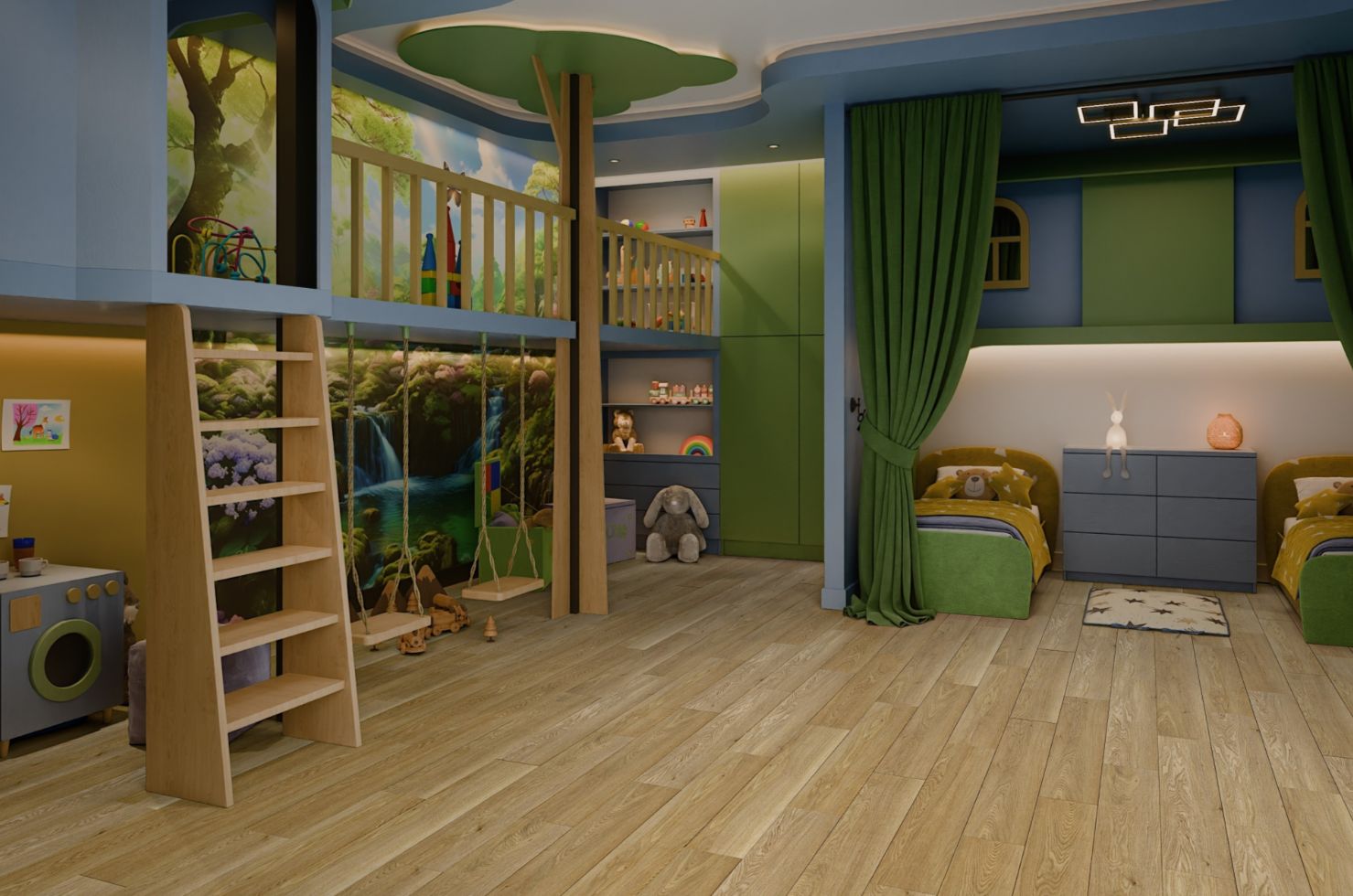 Кварцвиниловый SPC ламинат Damy Floor Family Дуб Медовый DF03-F 1220×180×4 фото в интерьере