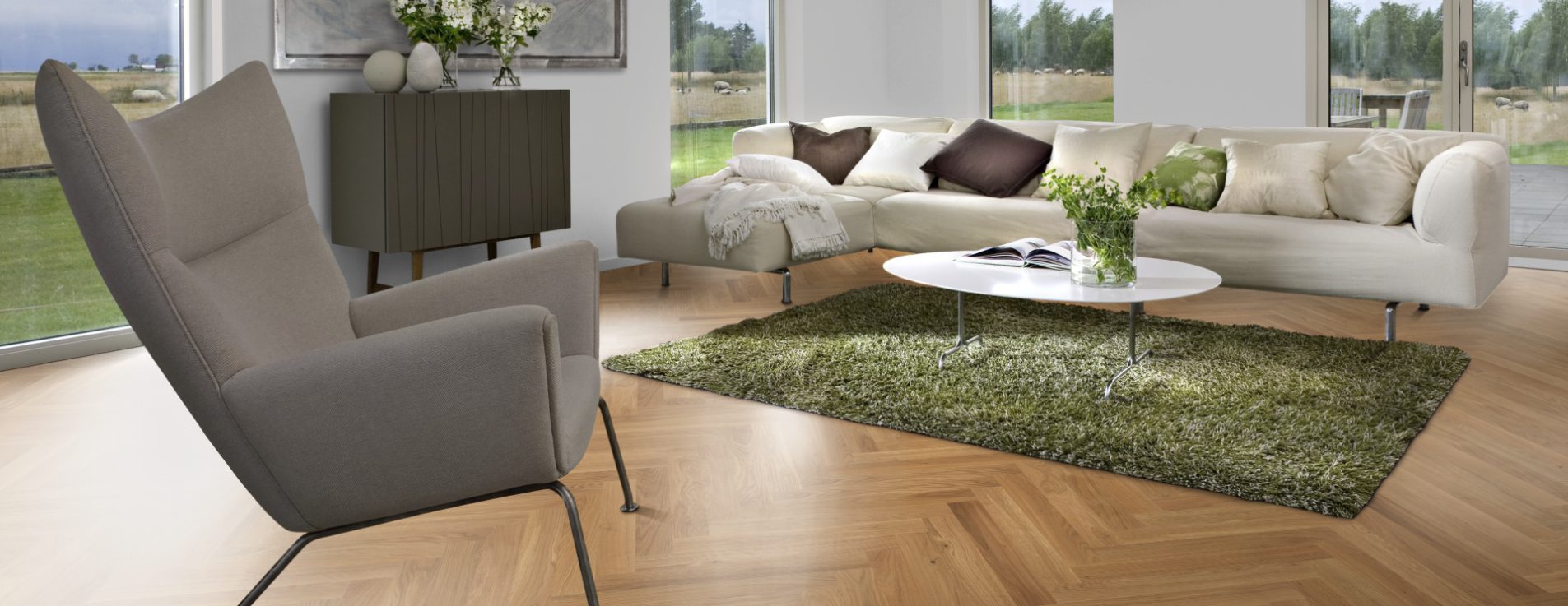 Инженерная доска Kahrs Дуб CD Natural 111PCDEKF0KE600 Lively венгерская елка 600×120×11 фото в интерьере