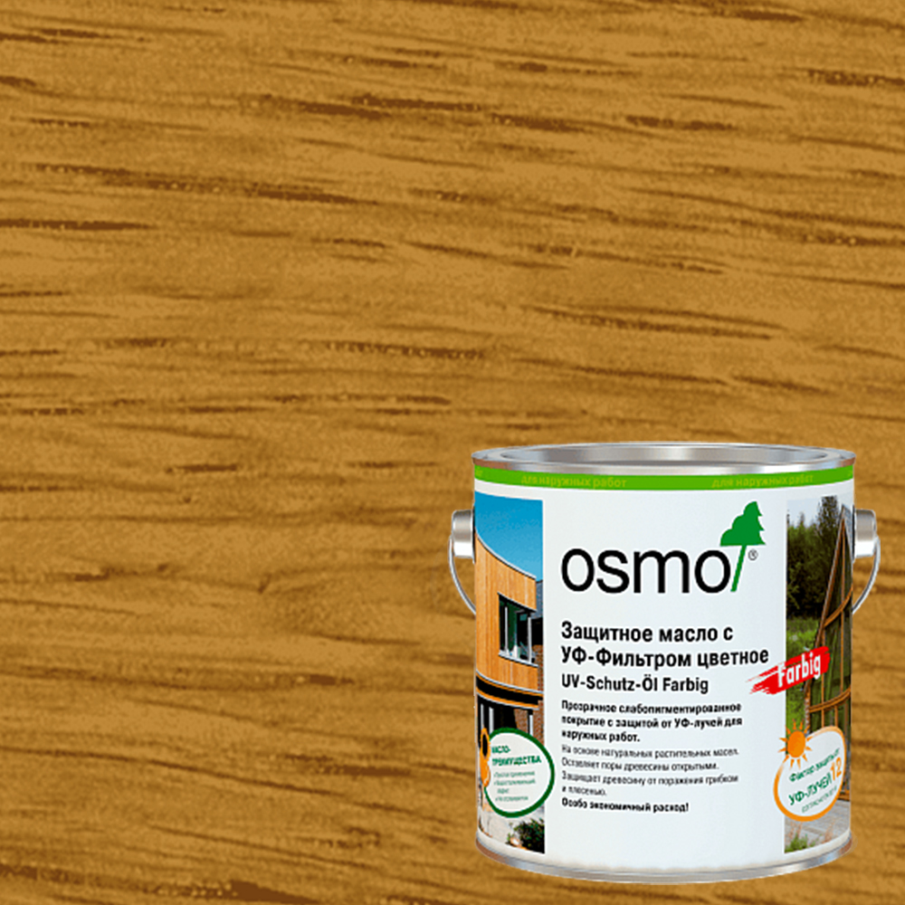 Масло для дерева Osmo UV-Schutz-Ol Farbig цвет 432 Дуб светлый шелковисто-матовое 0,75 л