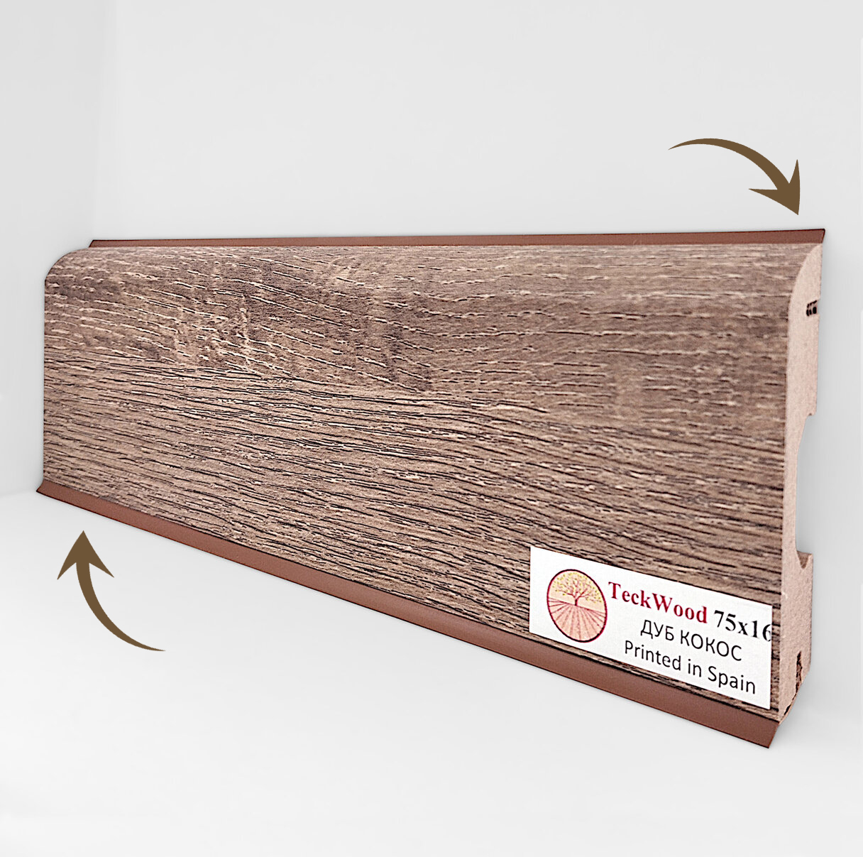 Уплотнитель для плинтуса МДФ TeckWood Белый RAL 9016, 9 м