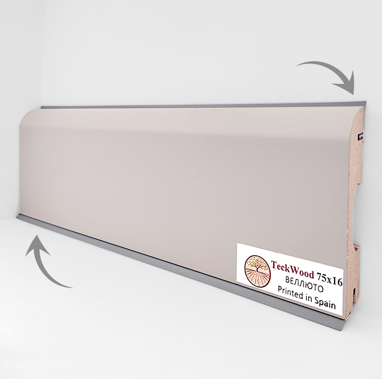 Уплотнитель для плинтуса МДФ TeckWood Белый RAL 9016, 9 м