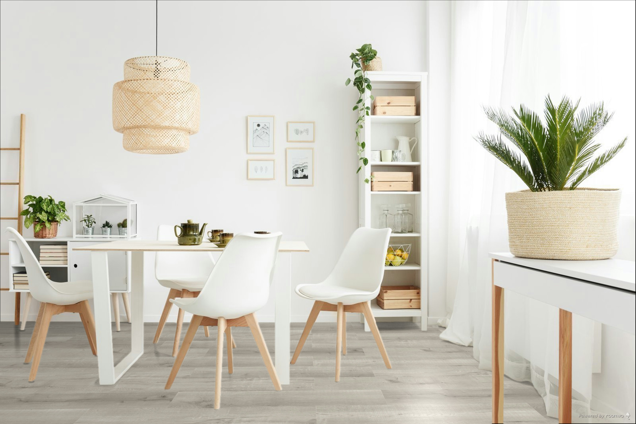 Кварцвиниловая плитка Fargo клеевая Comfort LVT Дуб Лондонский Туман 20-81996-14 1227×152×2,5 фото в интерьере