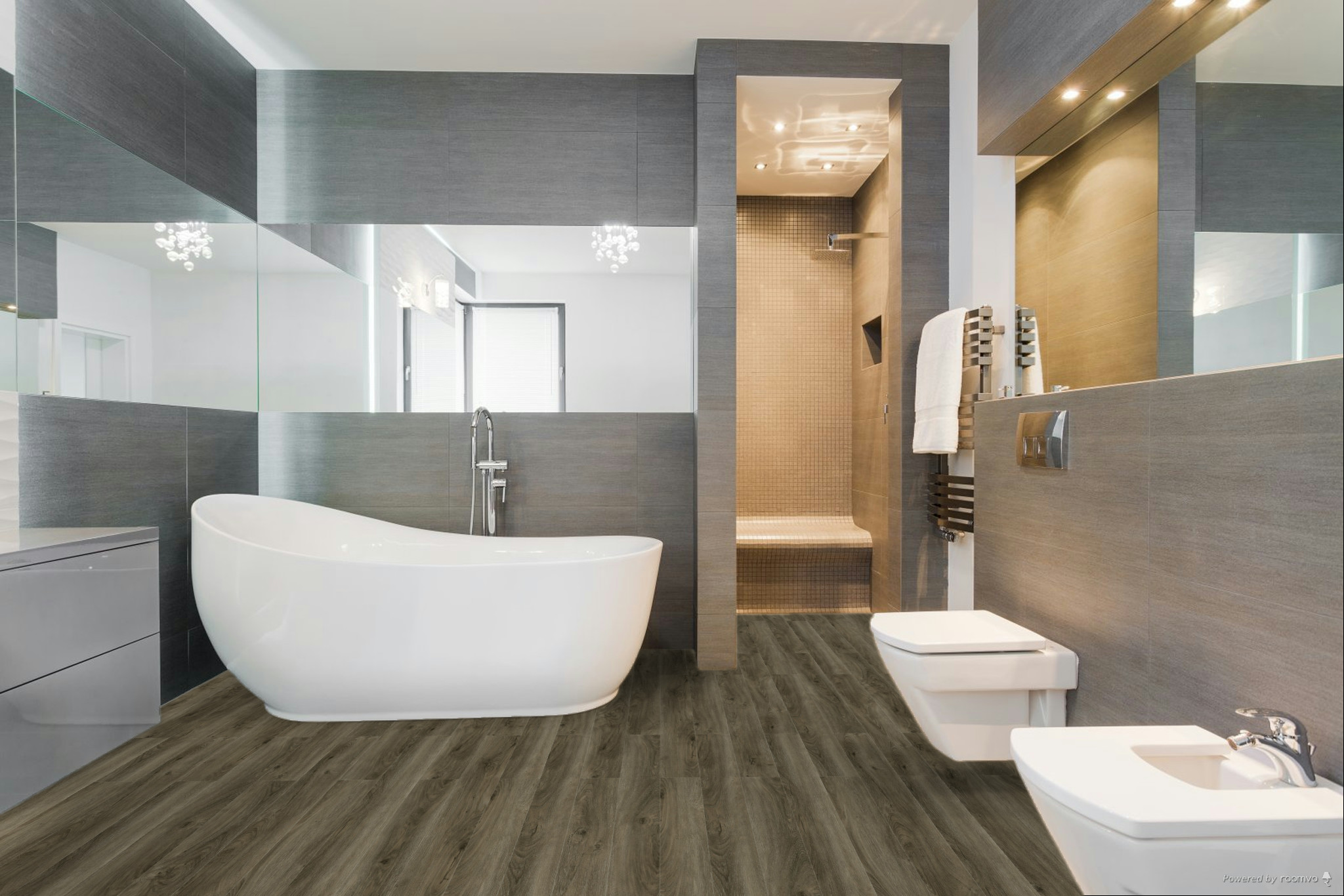 Кварцвиниловая плитка Fargo клеевая Comfort LVT Дуб Беллини 20-7359-31 1227×152×2,5 фото в интерьере
