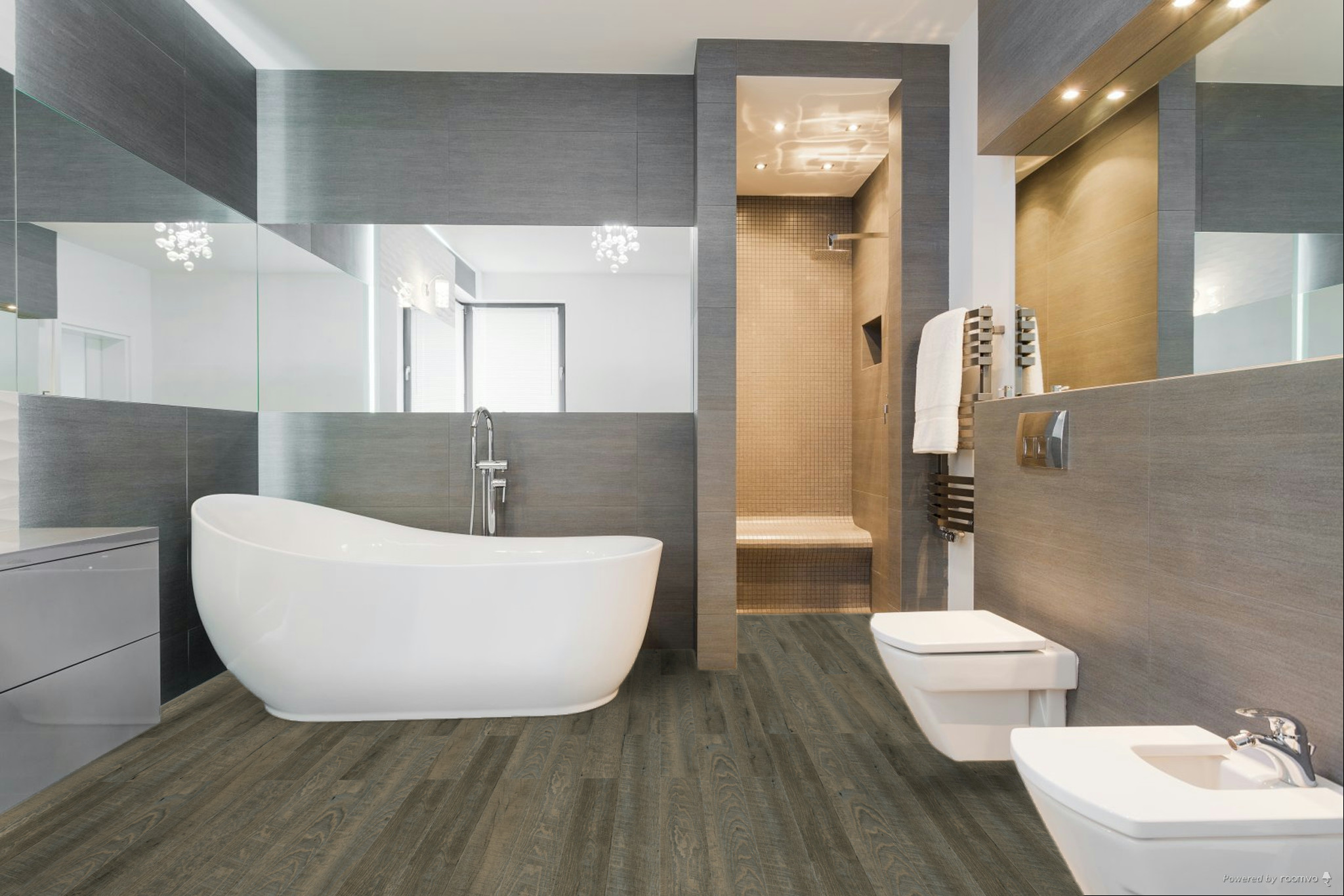 Кварцвиниловая плитка Fargo клеевая Comfort LVT Дуб Мак-Кинли 20-16092-79 1227×152×2,5 фото в интерьере