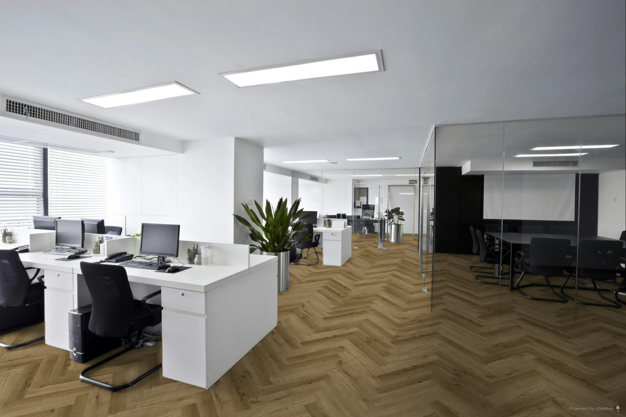 Кварцвиниловая плитка Fargo клеевая Parquet LVT Дуб Робуста 22-81996-9 венгерская елка 595×119×2,5 фото в интерьере